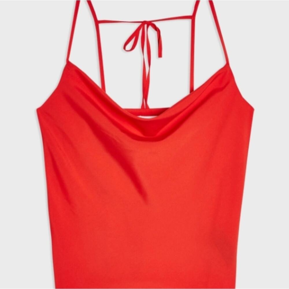 Cowl Neck Camisole Red Satin Slip Tank Women's 8 Y2K Summer Party Date Night - Picture 8 of 16